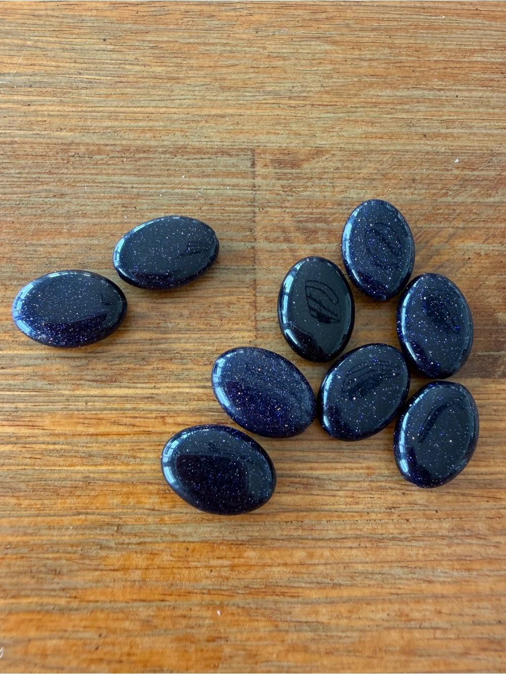 9 Blue Goldstone Gemstone Beads for Jewelry Making